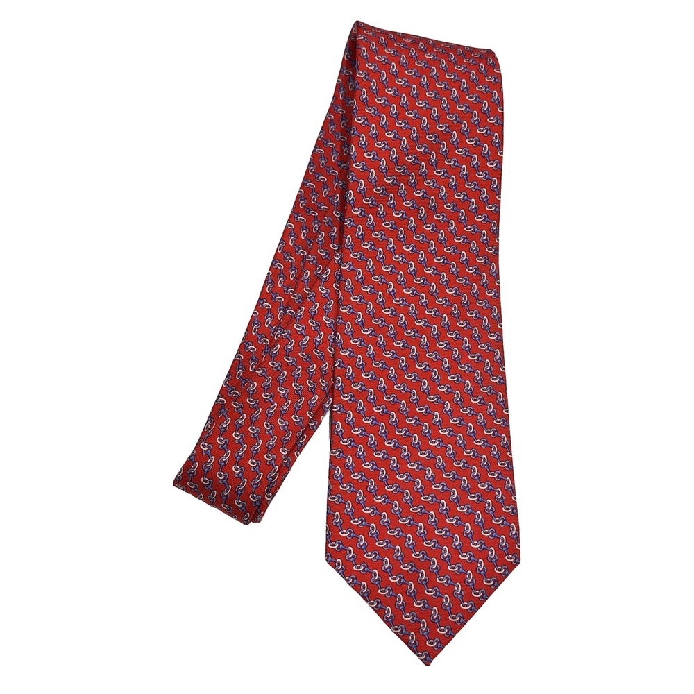 Brooks Brothers Tie Men's Red Chain Link Neck Tie Made In USA‎ Silk Italian Tie